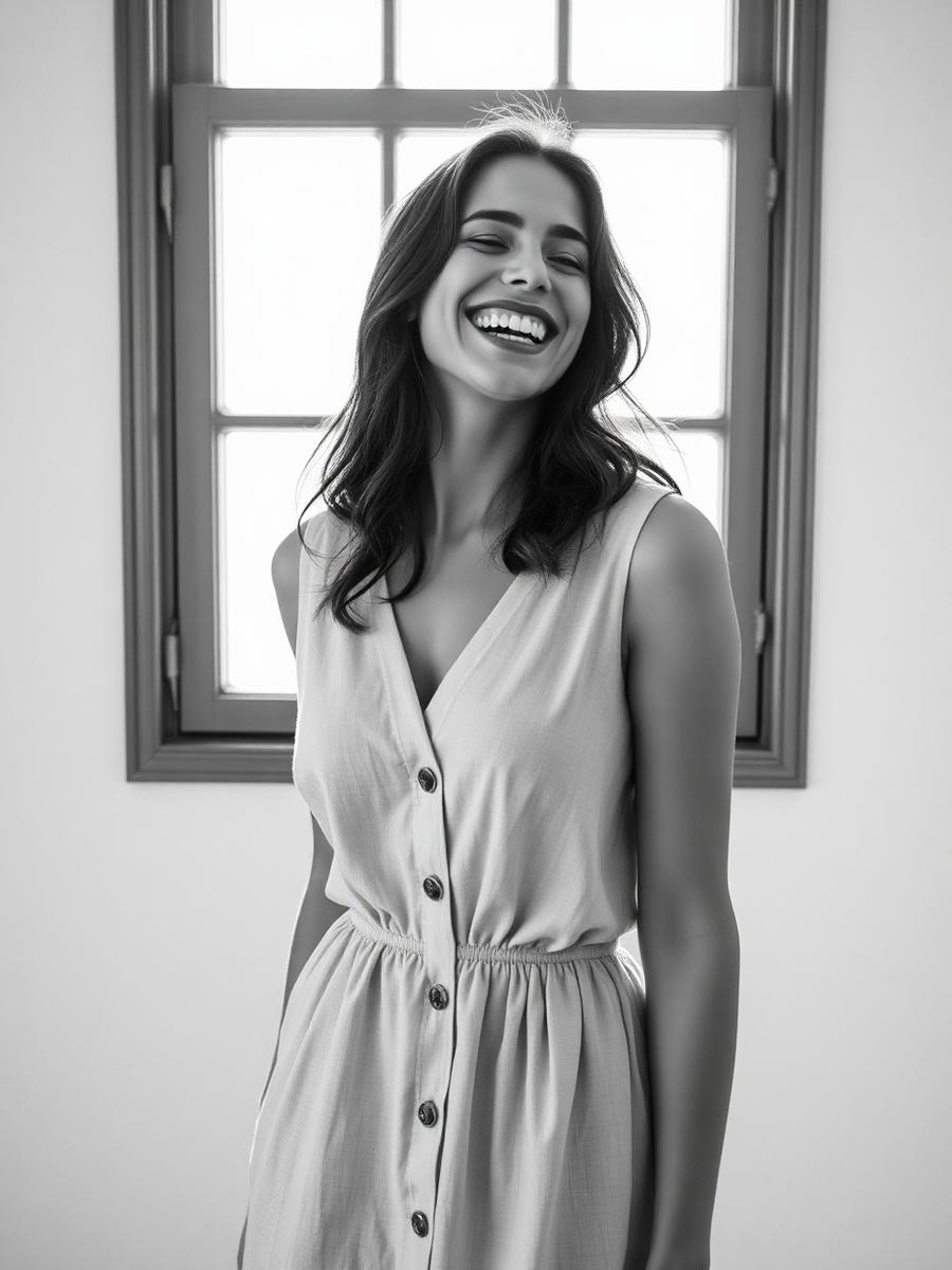 Retrato feminino em preto e branco