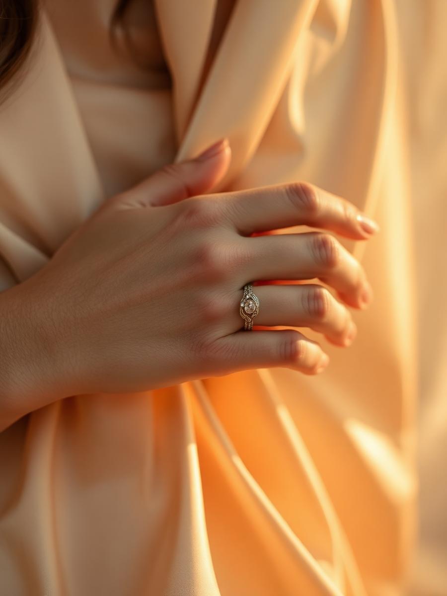 Detalhe de joia com luz dourada