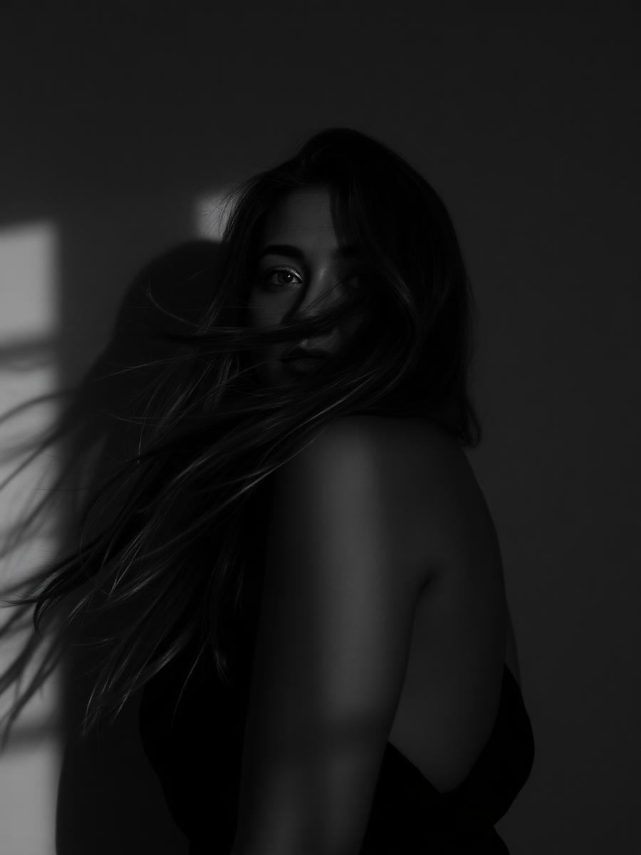 Retrato artístico em preto e branco